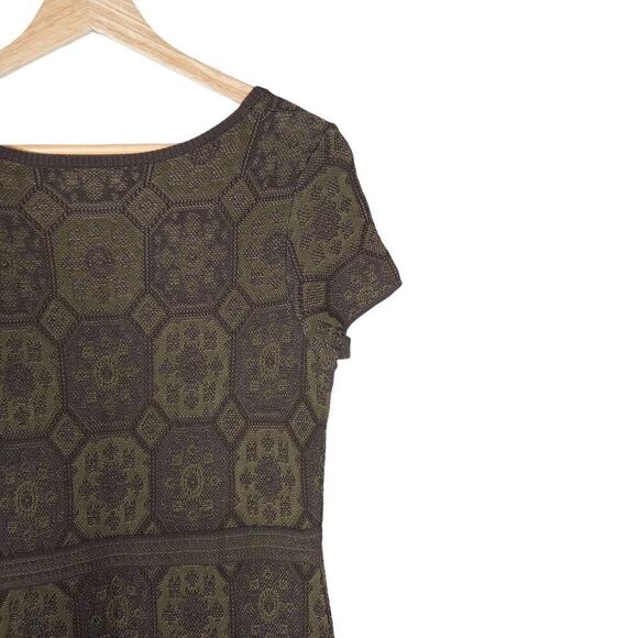 Peruvian Connection Womens Sheath Dress Small Olive Green Knit Short Sleeve Mini - Picture 8 of 12
